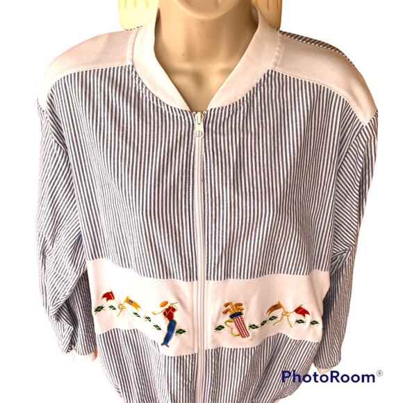 Rare Vintage Adolfo Sport Lightweight Golf Zip Up Jacket Cotton Blend Womens M - Picture 4 of 10